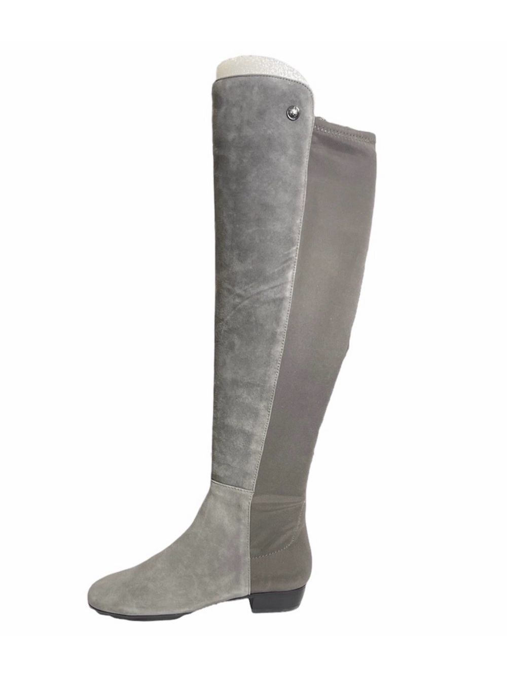 Over-the-Knee Stretch Suede Boots in Gray